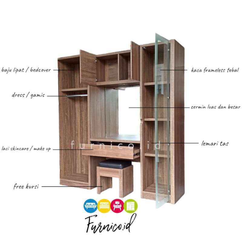 Promo Lemari Pakaian Serbaguna Meja Rias Lemari Tas Pajangan