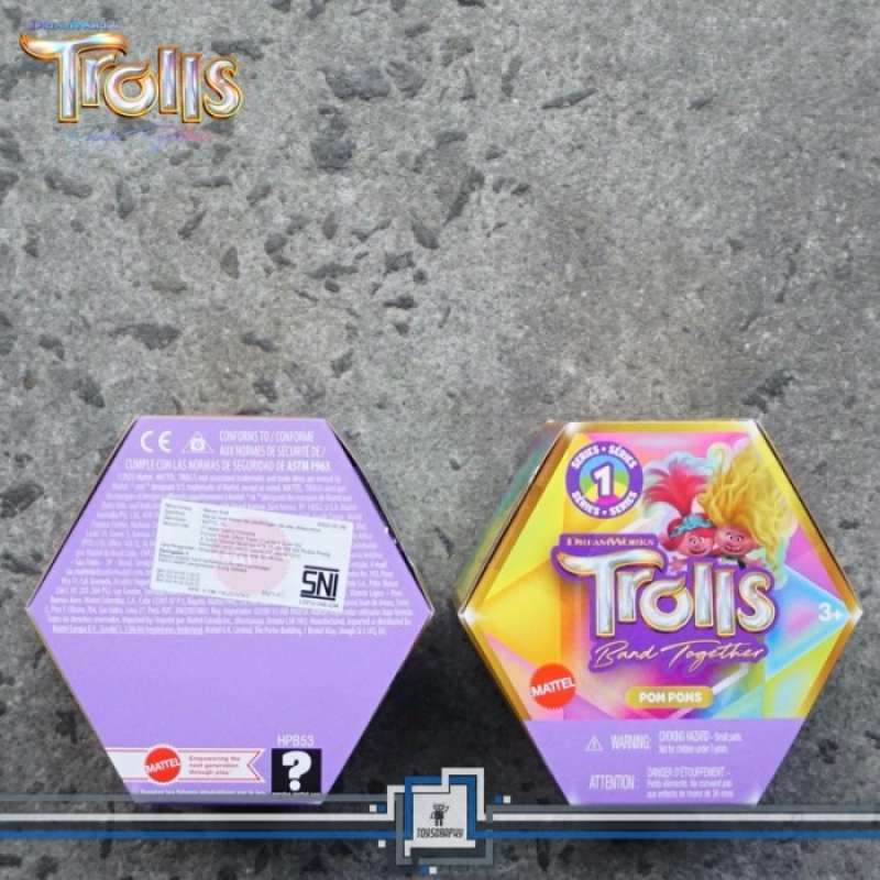 Set Portachiavi Trolls Band Together Pom Poms - 6 Pezzi Da 10cm, Mini Bambole Sorpresa Con Capelli Morbidi - 2