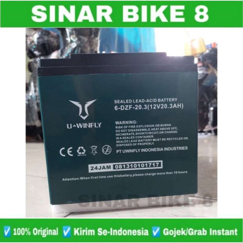 Promo Baterai Aki Motor Listrik Uwinfly Vespa T3 12v 20.3ah 1 Set