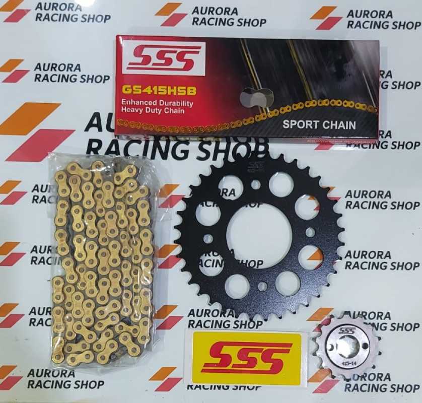 Jual GEAR SET SSS BLACK SUPRA 125 / BLADE / REVO & RANTAI SSS 415 HSB