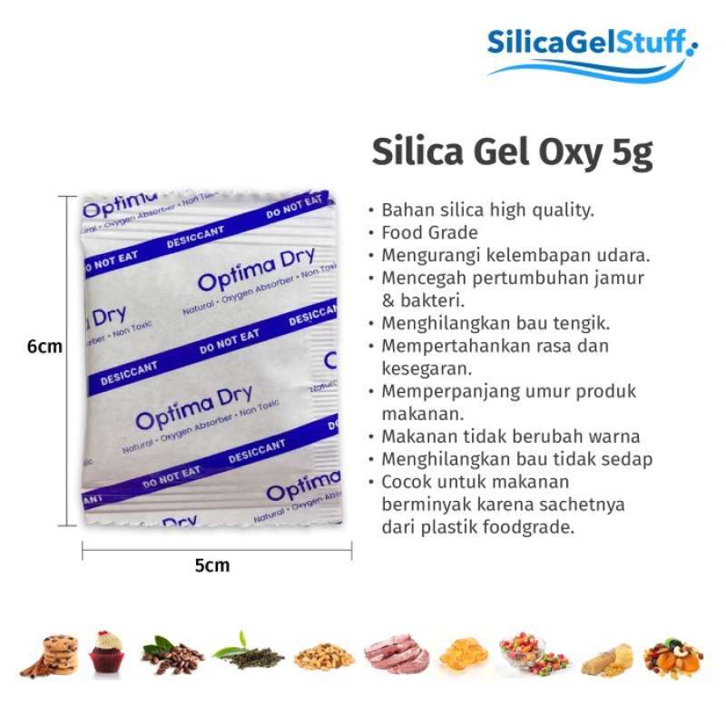 Jual Silica Gel Oxy Foodgrade 5 Gram Isi 40 Pcs Per Pack Terbaru di