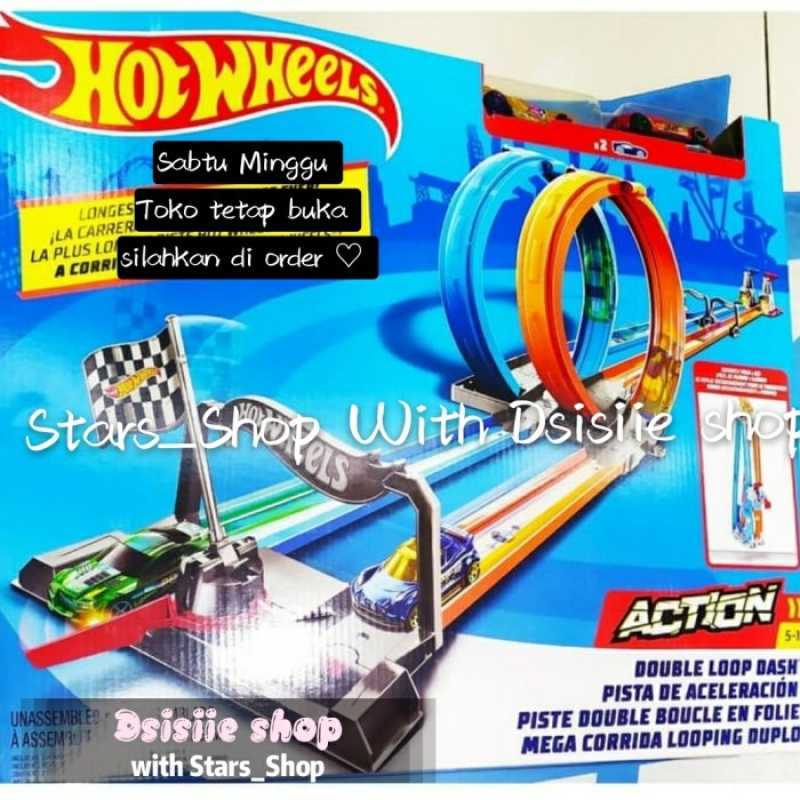 Pista Hot Wheels Action Double Loop Dash &ndash; 3,65 Metri Di Pista Con 2 Auto, Giocattolo Nuovo