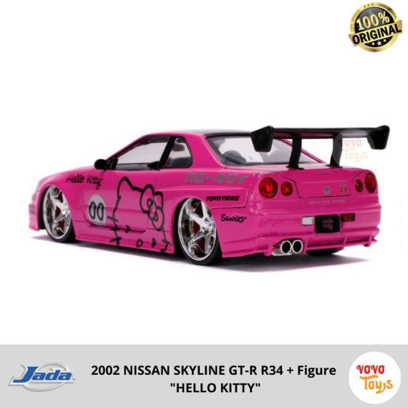 Jada Toys Hello Kitty 1:24 Nissan Skyline Gt-r R34 Die-cast Carro Com 2,75 Hello Kitty Figure Pink, Brinquedos Para Crianças E Adultos