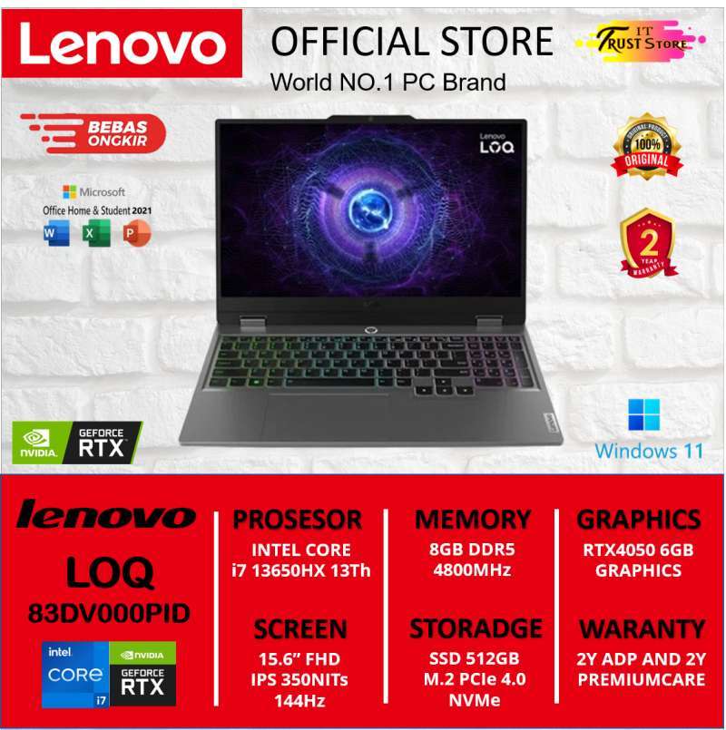 Lenovo Loq I7 Harga Terbaru Mei 2026 Blibli Lenovo Lenovo Loq 15 Gaming I7 13650hx 8gb 512ssd 15 6 144hz Rtx4050 6gb Ohs Full01 Seo8b56h 
