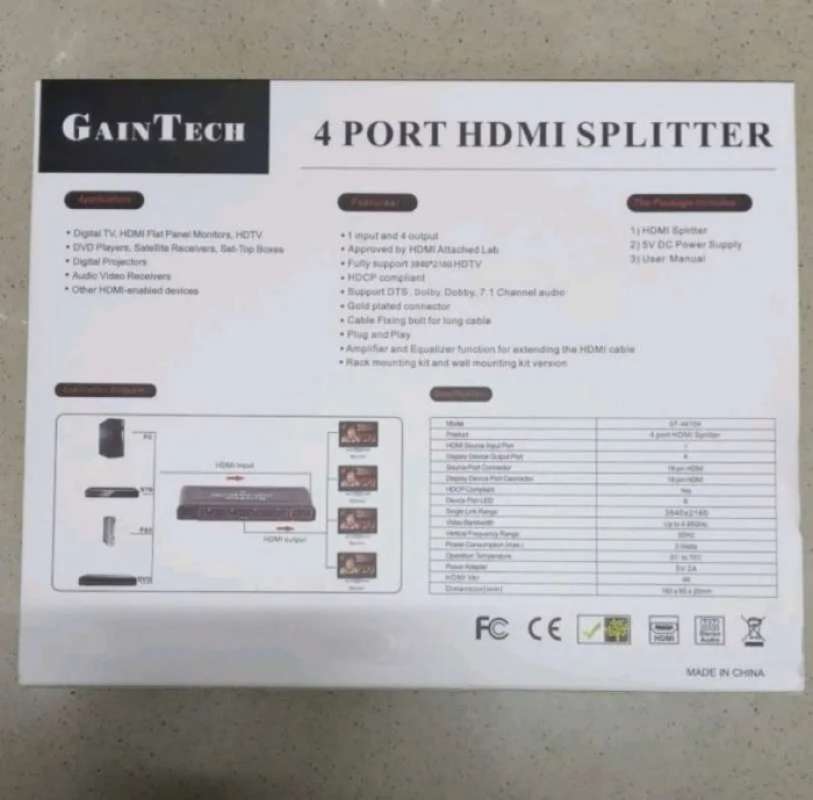 Promo Hdmi Splitter 4 Port Gaintech Hdmi Splitter (1 To 4) - High ...