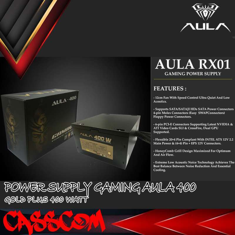 POWER SUPPLY GAMING AULA 400 GOLD PLUS 400 WATT
