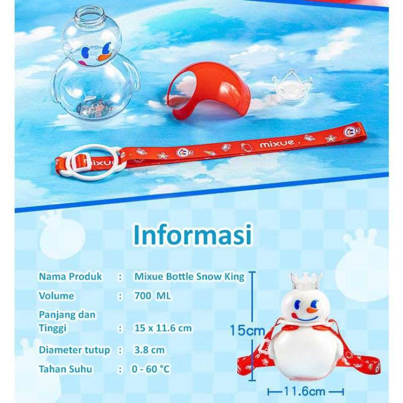 Jual Botol Minum Mixue Viral Tumbler Snow King Bahan Plastik 700 ML di ...
