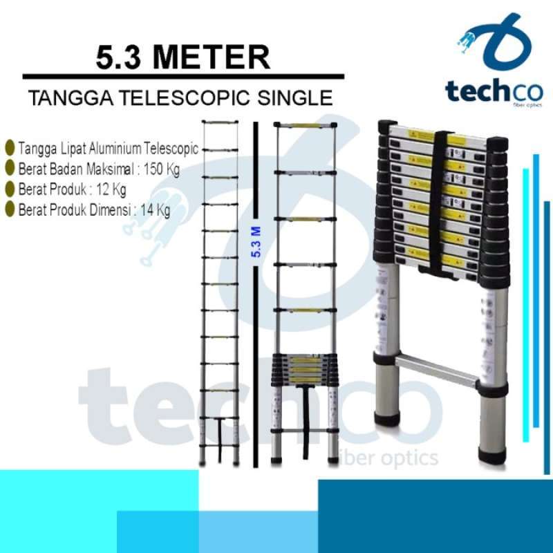 Promo Tangga Lipat Tangga Teleskopik 5,3 Meter Silver Murah Diskon 23%