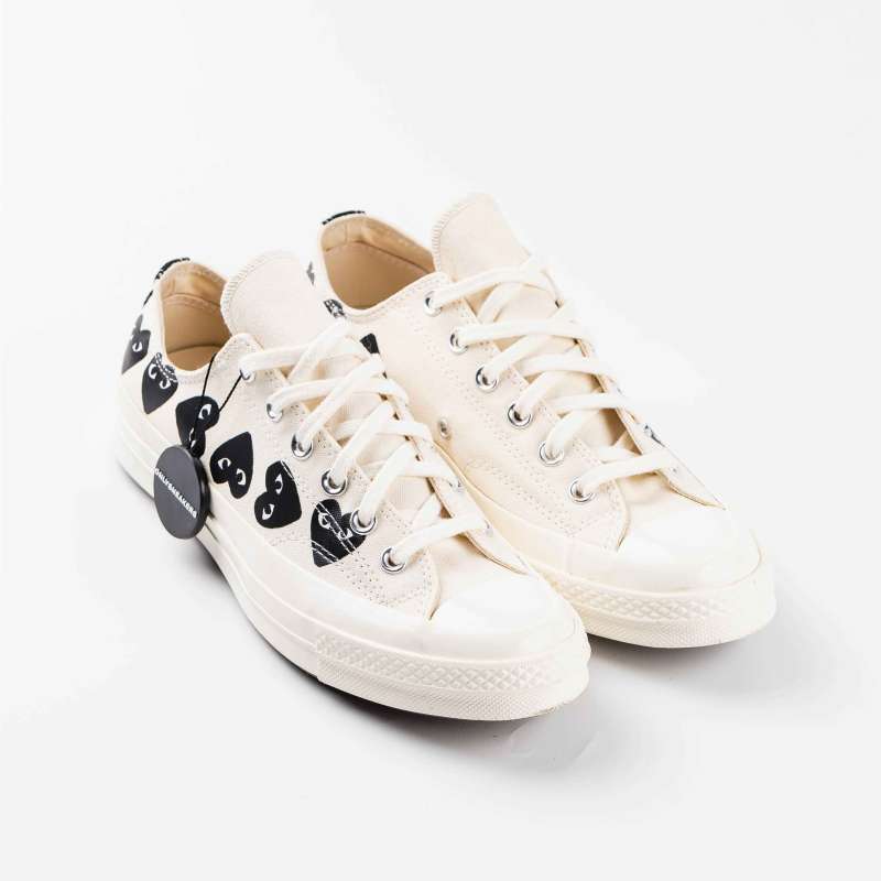 CONVERSE X CDG PLAY LOW MULTI HEART WHITE 100 AUTHENTIC