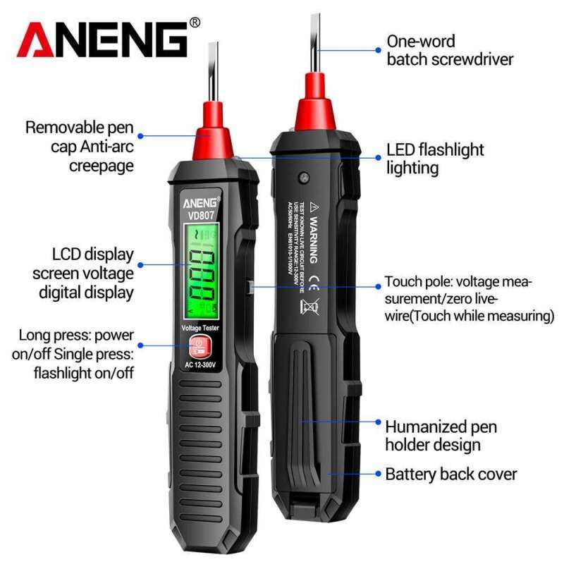 Jual Digital Multimeter Pen Tester Obeng Minus AC Voltage VD807 Tespen
