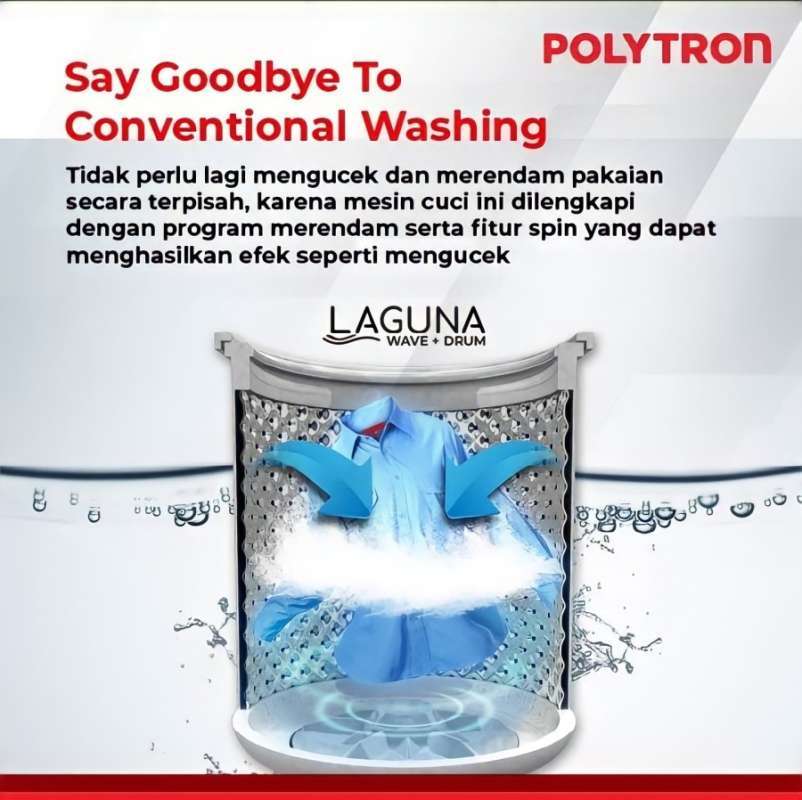 Jual Polytron Mesin Cuci 1 Tabung Zeromatic Laguna Hijab 7 Kg Paw 7028y ...
