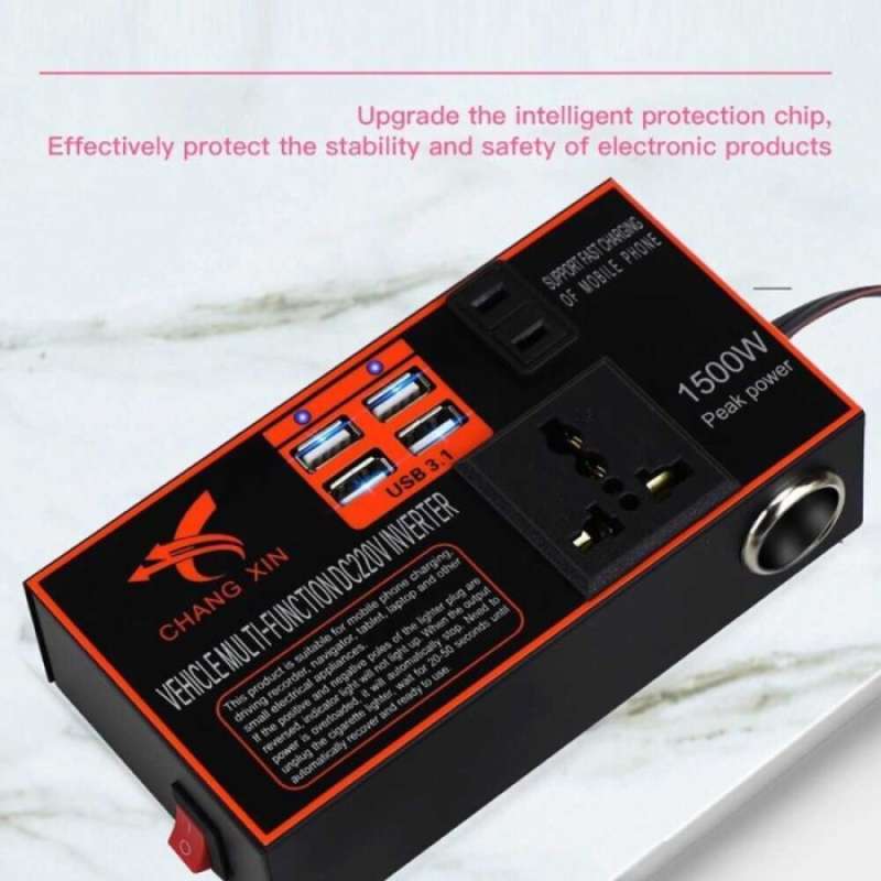 Promo New Car Power Inverter Mobil Dc 12V/24V To Ac 220V 1500W 4 Usb ...