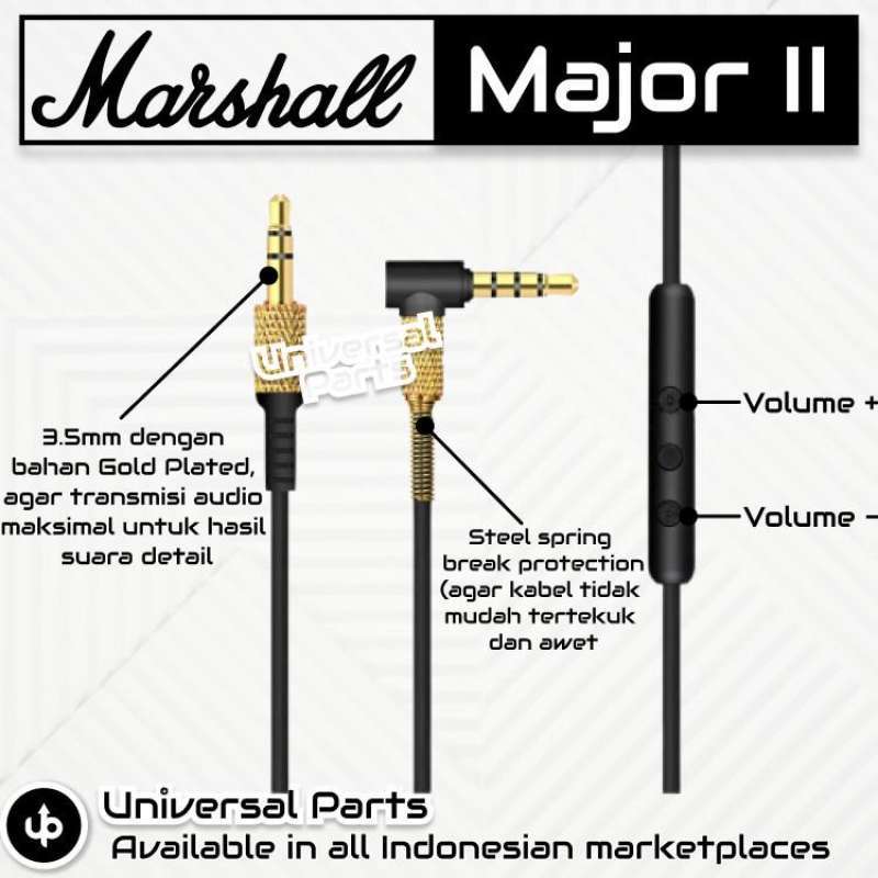 Gold Plated Major Iii Audio Cable Microphone Marshall Major Ii