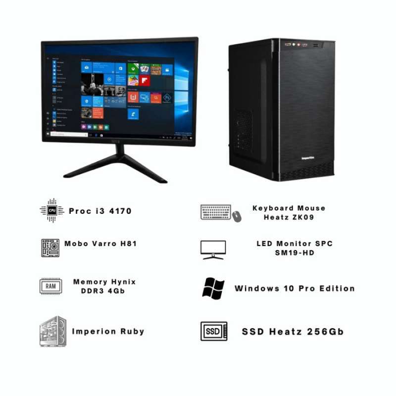 Jual Komputer Rakitan Proc i3 4170/DDR3 4GB/SSD 256GB Ofice Kantor ...