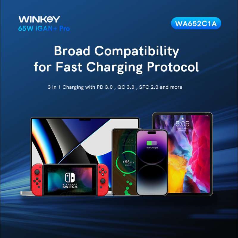 Promo Winkey Charger Igan+ Pro 65w 3 Port Pd Pps Usb C & Usb C ...