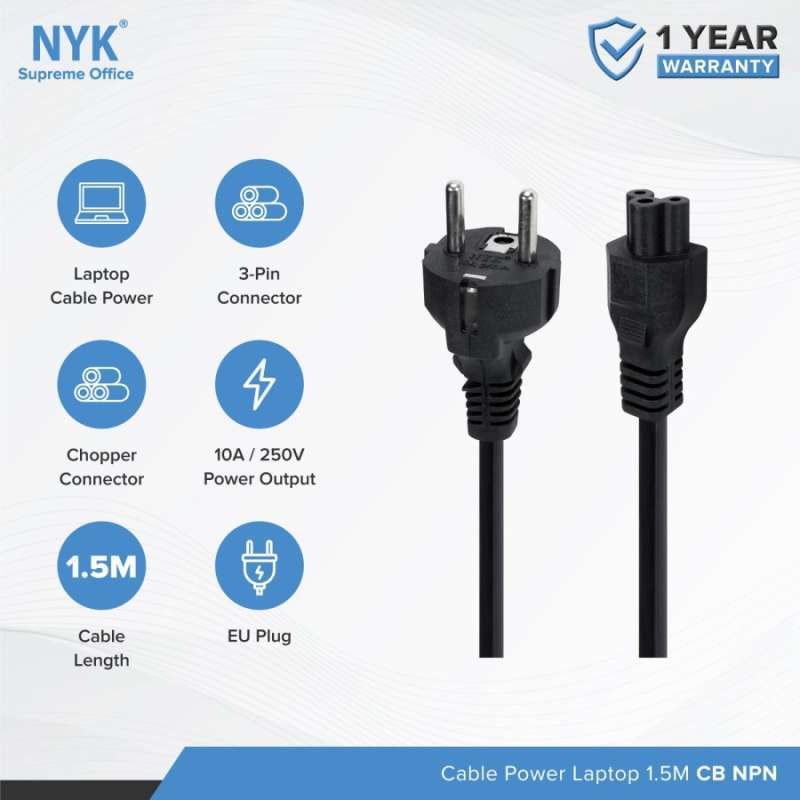 Jual Nyk Kabel Power Copper Notebook Laptop Original 1.5m /nyk Kabel ...