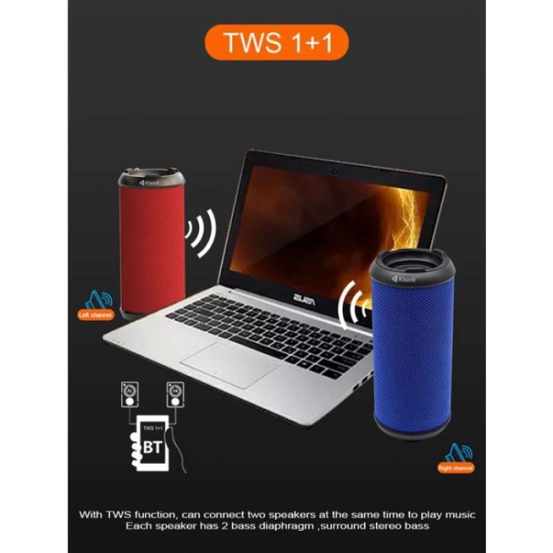 Jual Kisonli Speaker Bluetooth Portable Q5s Dual Bass Support Fm,tf,usb ...