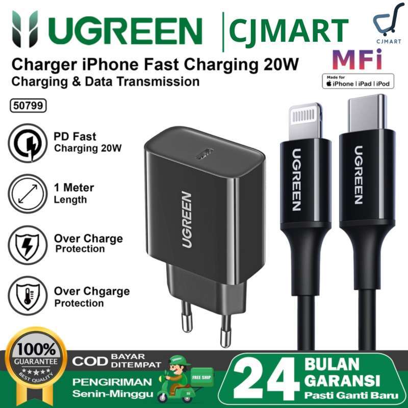 Promo Ugreen Charger iPhone Lightning Mfi Pd Type C Fast Charging