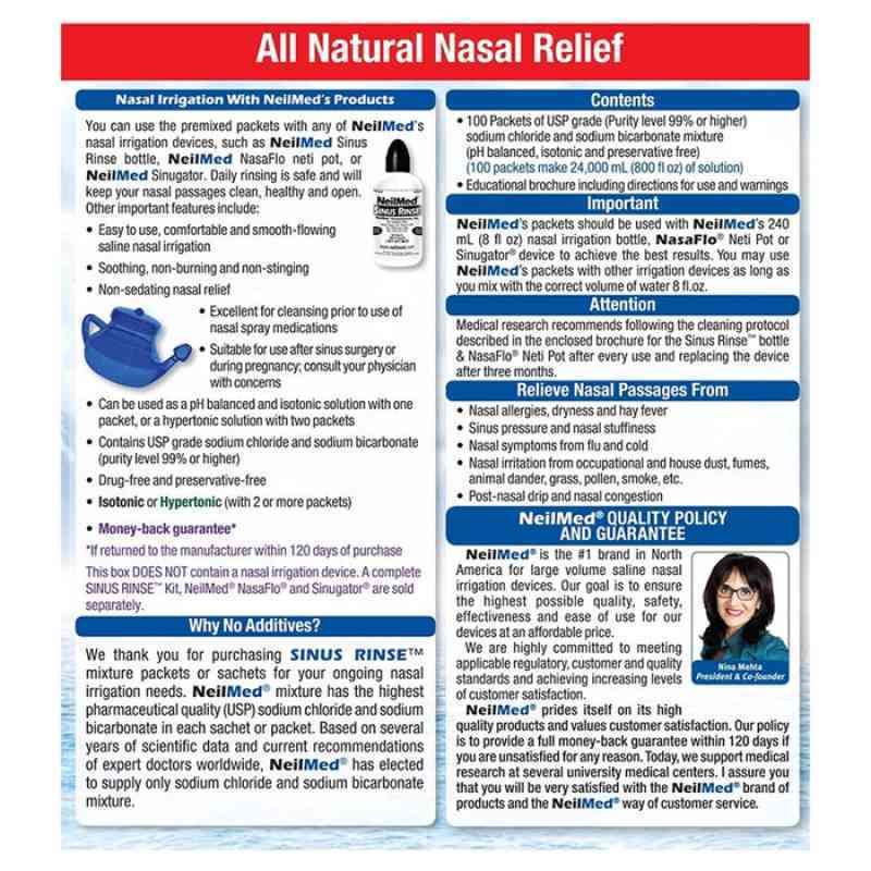 Promo Neilmed Neil Med Sinus Rinse All Natural Relief 100 Premixed ...