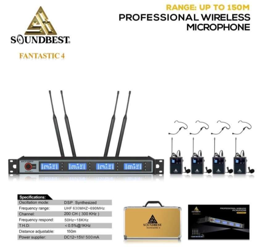 Mic Wireless Clip On+4 Bando Headset Soundbest Fantastic Original