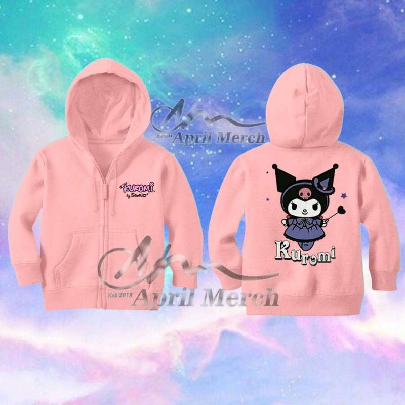 Promo Jaket Hoodie Zipper Anak Features Sanrio s Kuromi And My Melody Kuromi Sanrio Baby Pink