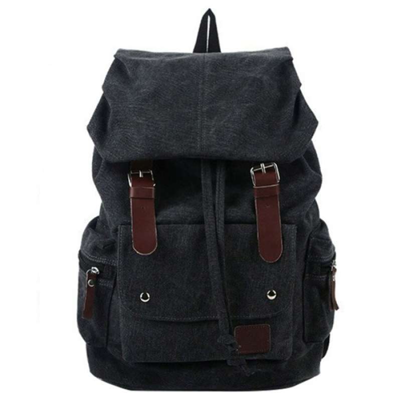 Tas Ransel Backpack Canvas Retro Vintage Travel Kanvas Besar Pria LBX Hijau