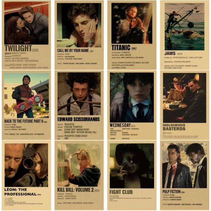 Jual Classic Movie Collection Poster Titanic/twilight/jaws/leon Retro