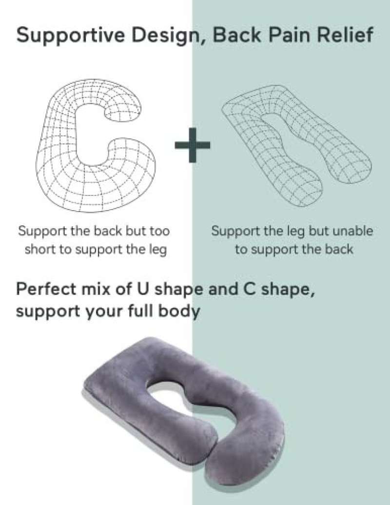 Momcozy Maternity Accessory Original F Shaped adjustable Maternity Pillow Grey