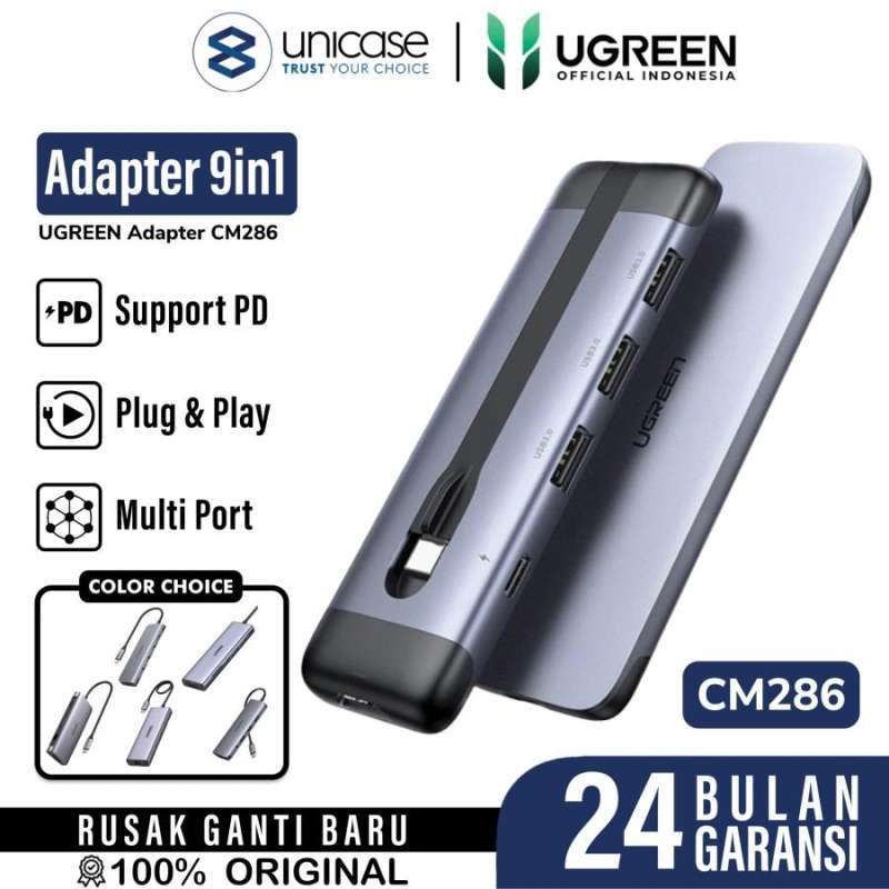 Adapter Converter HUB 9 in 1 UGREEN USB Type C PD HDMI 4K RJ45 Laptop