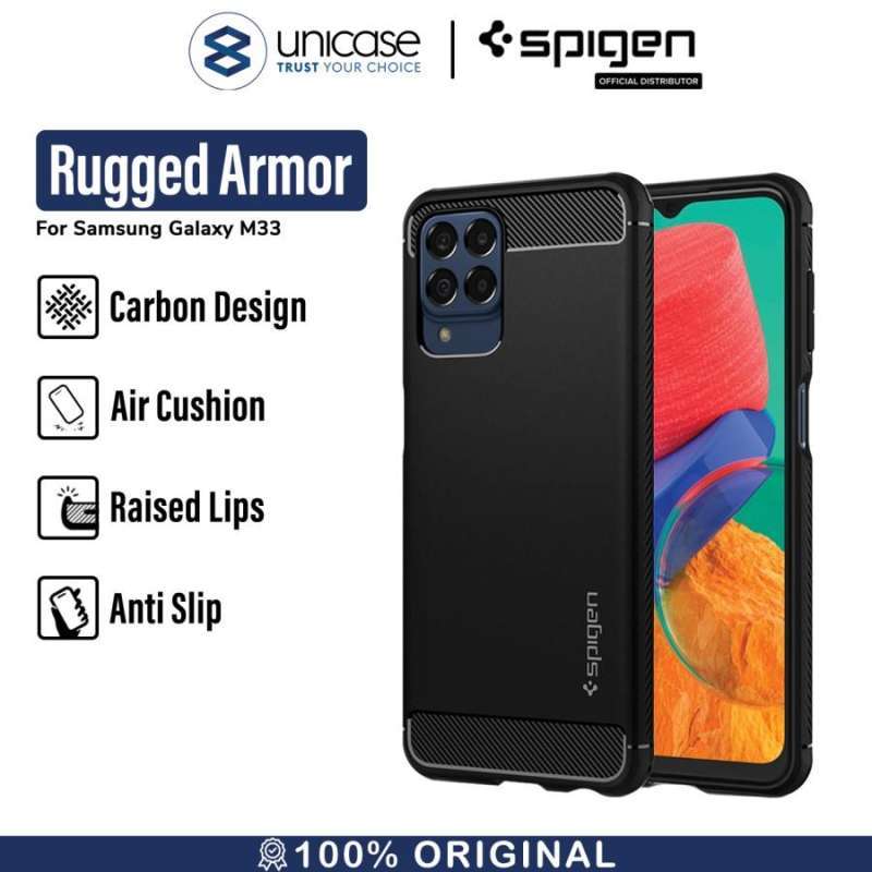 Case Samsung Galaxy M33 5G Spigen Rugged Armor Soft TPU Carbon Casing