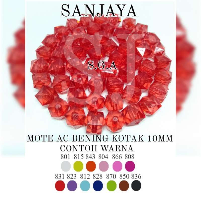Jual Manik Kotak / Manik Bening Kotak / Mote Ac Bening Kotak 10mm - 815 ...