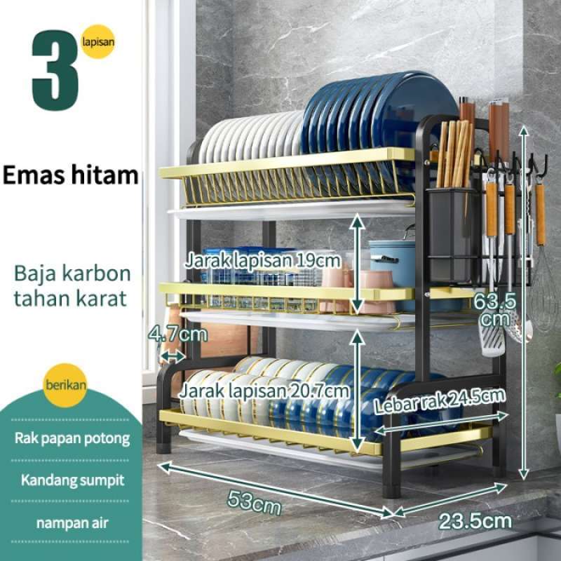 Jual Rak Piring Dapur, Rak Penyimpanan Piring, Rak Pengering Piring - 3 ...