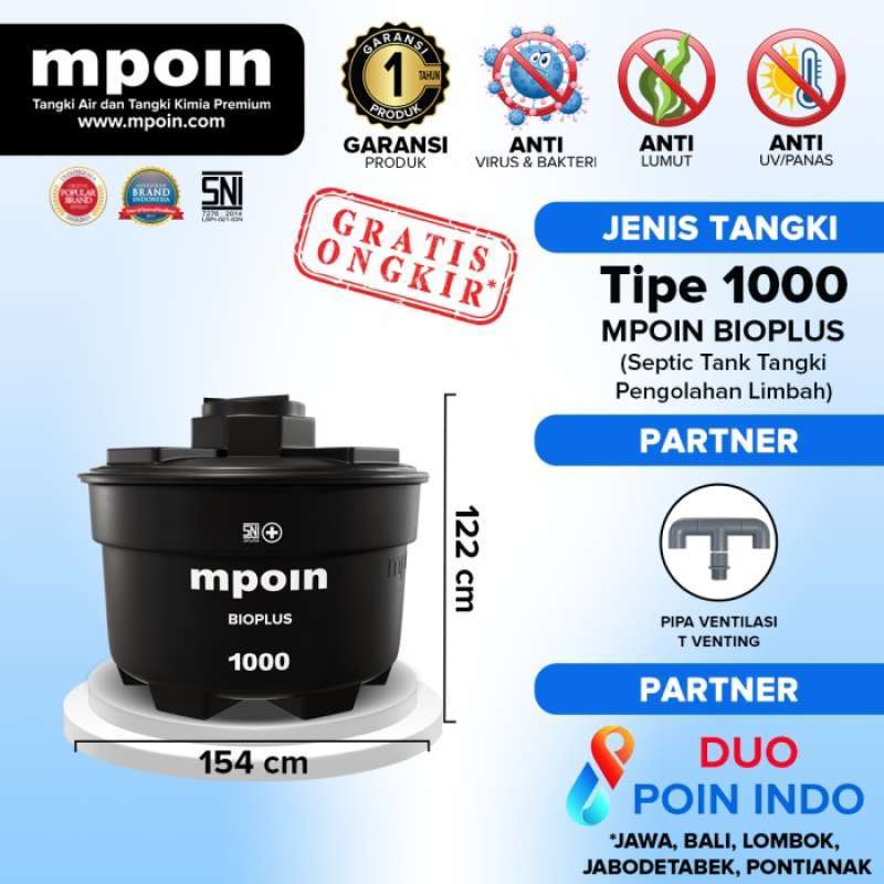 Jual Mpoin Bioplus 1000 L - Tangki Septic Tank Garansi 1 Tahun Di ...
