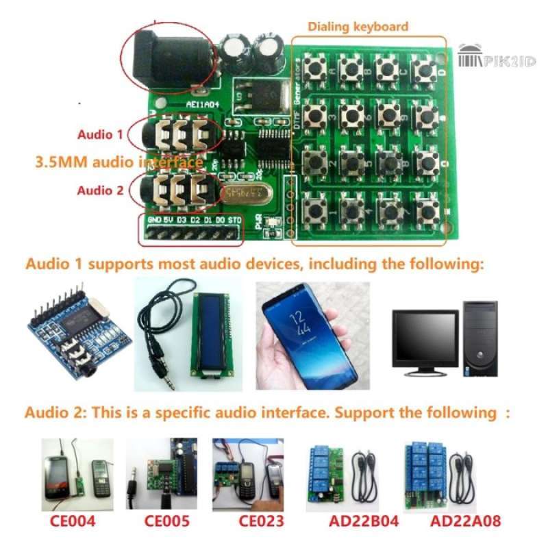 Data Modul Audio Jual Dtmf Modul 5-24vdc Audio Generator Module Suara Dual Encoder Di ...