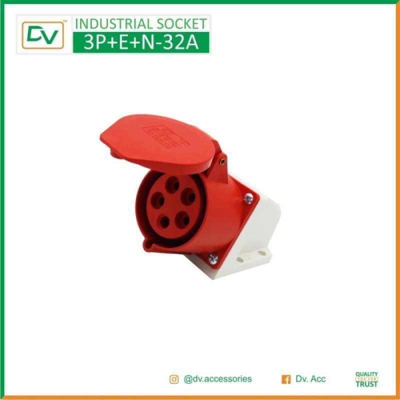 Jual Industrial Socket 3p+e+n 32a / 5pin 32a / Dis-3p+e+n-32a Di Seller ...