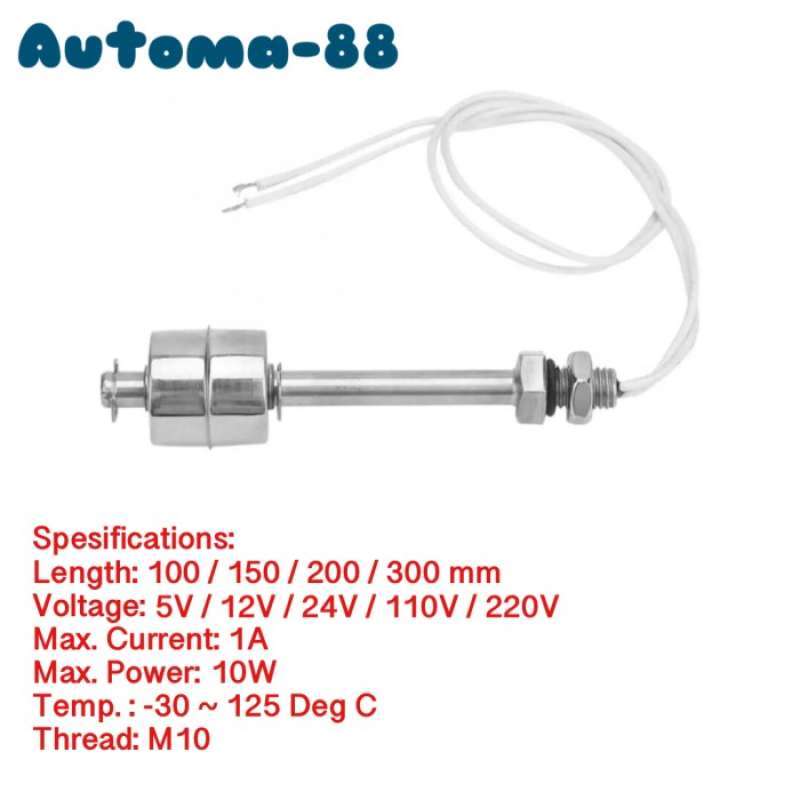 Jual Water Liquid Level Sensor Float Switch Stainless 45mm 100mm 200mm ...