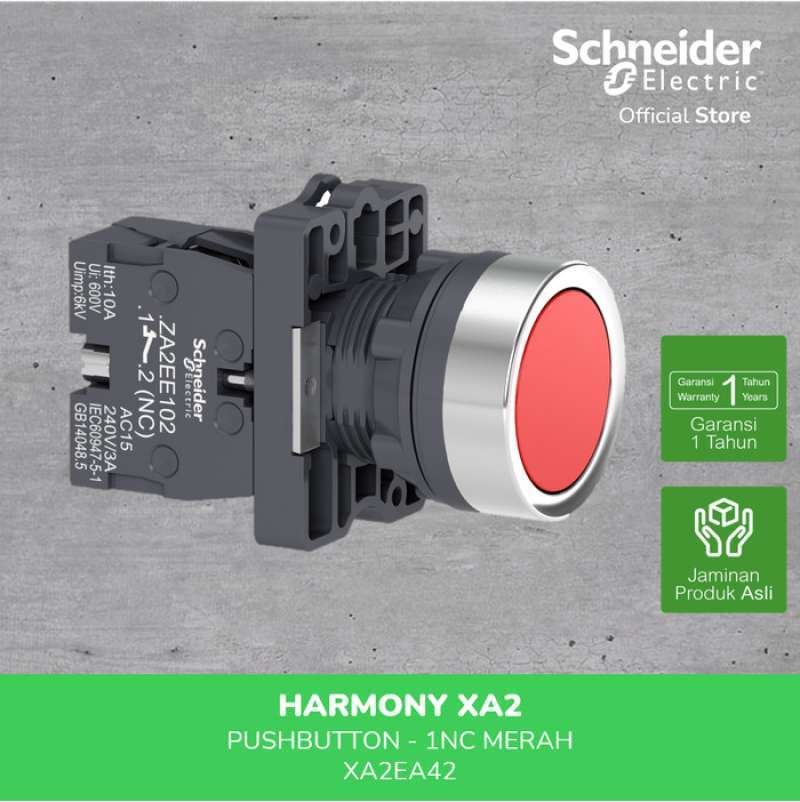 Jual Schneider Electric Push Button Flush 22mm 1nc Merah - Xa2ea42 Di ...