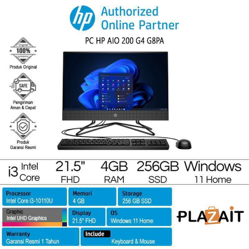 Intel Uhd G4 PC HP AIO 200 G4 – 614G8PA /Intel Core I3-10110U /4GB