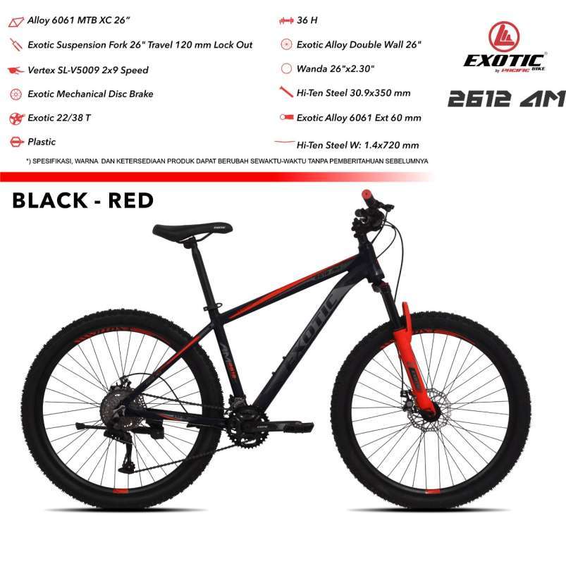 Jual Sepeda Gunung Mtb Exotic 2612 Am Alloy 18 Speed Double Disc Brake 27 5 Inch Black Red Di Seller Three Siblings Bikeshop Kebayoran Lama Utara Kota Jakarta Selatan Blibli