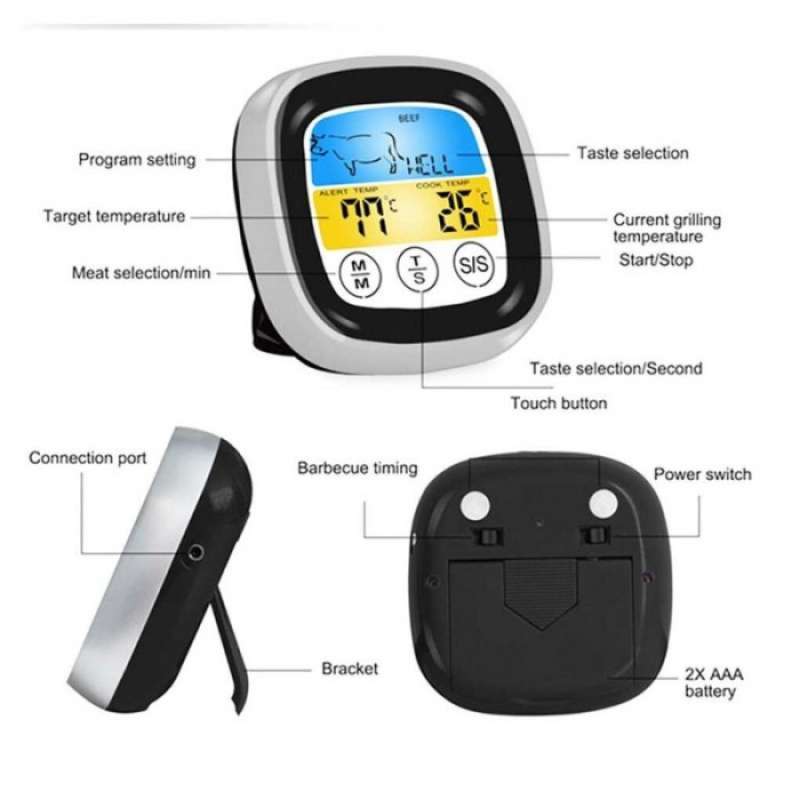 Jual Alat Ukur Suhu Makanan Touch Screen Food Thermometer Cooking Timer ...