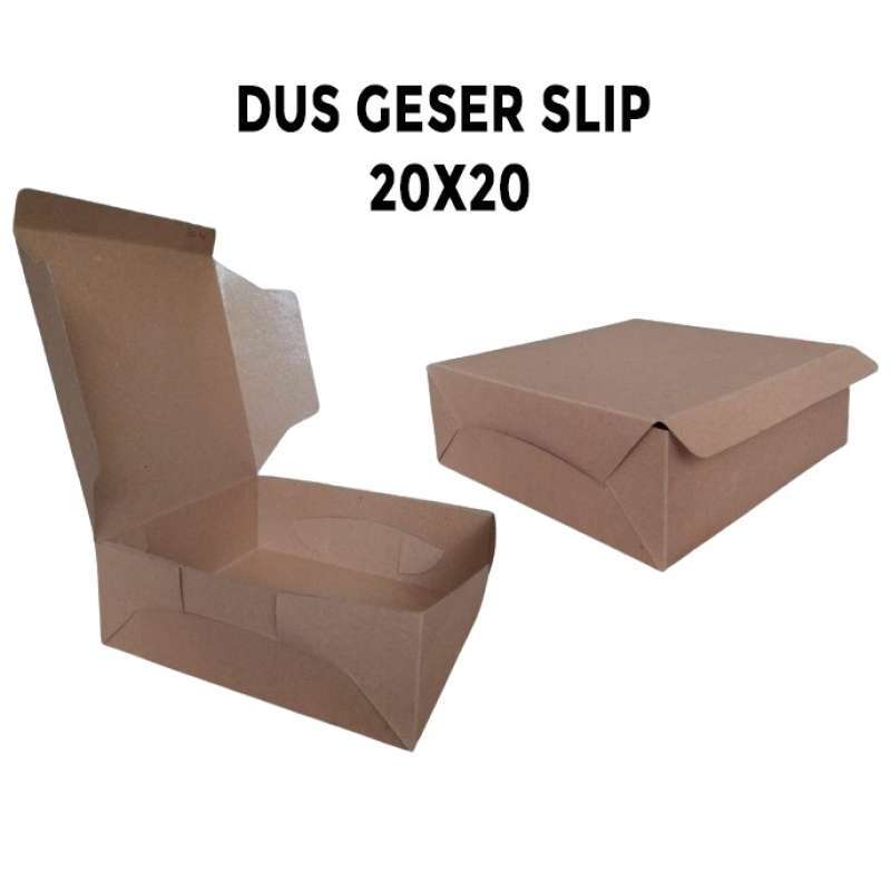 Jual Dus Box Nasi Kraft Geser Slip 20x20x7 - 50pcs Di Seller Crown ...