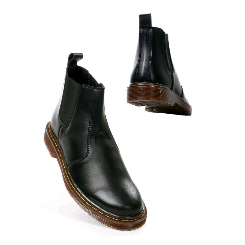 FORCAS Rionz Intero Black Sepatu Pria Boots Fashion Semi Formal Kantor  Kulit PU
