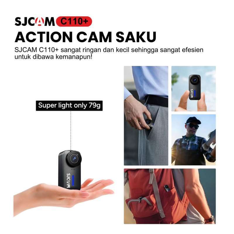 SJCAM C110+ Action Camera Magnetica 4K | 64GB Inclusa, Impermeabile 30m, EIS, Batteria 200 Min | Body Camera Per Vlog, Ciclismo E Sport Acquatici