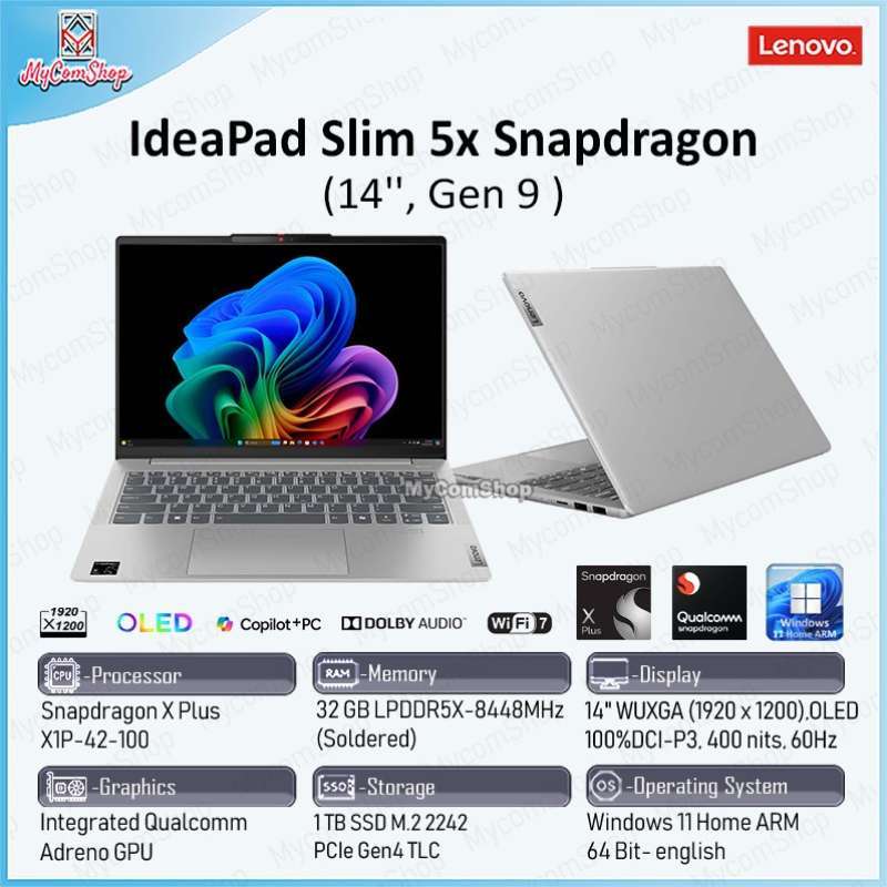 Jual Lenovo Ideapad Slim 5x Gen 9 Snapdragon X Plus X1p-42-100