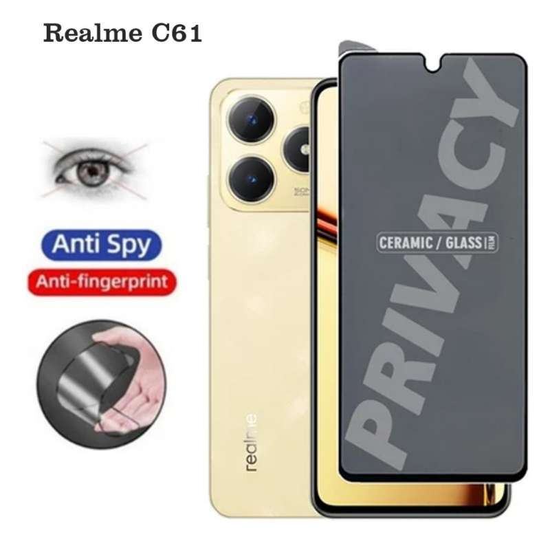 Pellicola Protettiva Privacy Per Realme C61, Vetro Temperato 9H Anti-spia, 2 Pezzi Con Kit Di Pulizia, Copertura Completa - 5