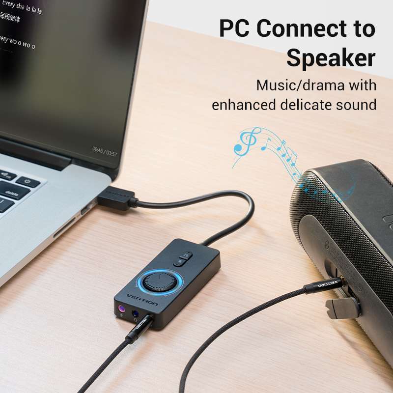 Promo Vention USB Sound Card External Stereo Sound Adapter With Volume ...