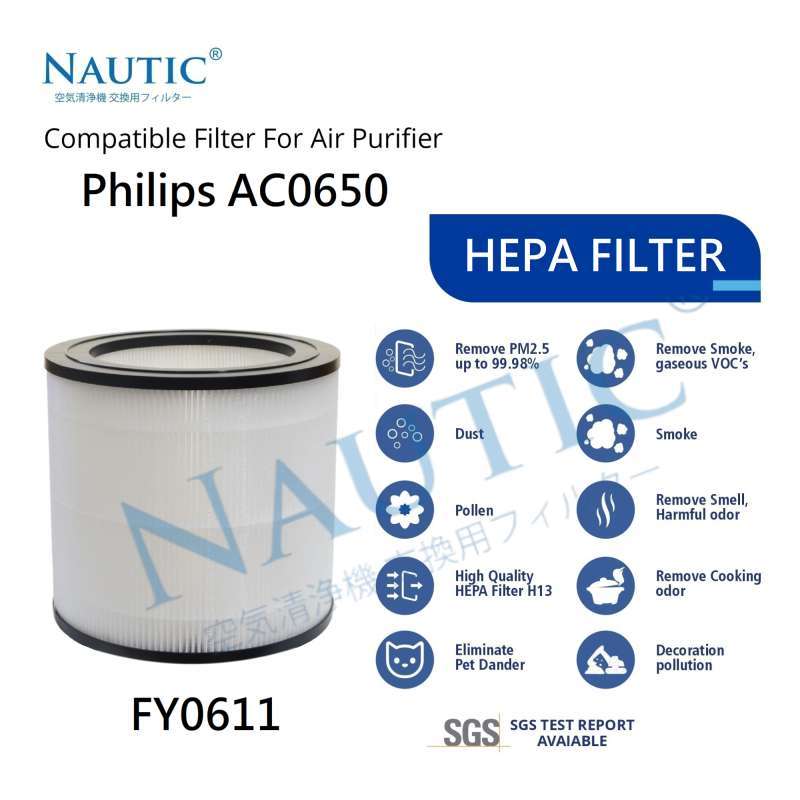 交換用 HEPA フィルターフィリップス AC0650/10 AC0651/10 空気