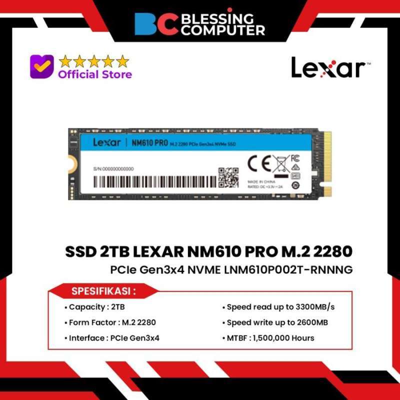 SSD 2TB LEXAR NM610 PRO 2280 PCIe Gen3x4 NVME 3300MB/s