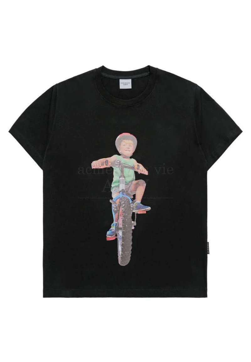 Tシャツ・カットソー ACME DE LA VIE ADLV BABY FACE SHORT SLEEVE CAP BOY 4BUK095 ADLV BABY FACE SHORT SLEEVE T-SHIRT BLACK CAP BOY - ACMÉ DE