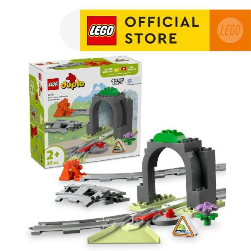 LEGO DUPLO 10425 Train Tunnel and Tracks Expansion Set (20 Pieces) Building  Blocks for Kids (2 Tahun+)